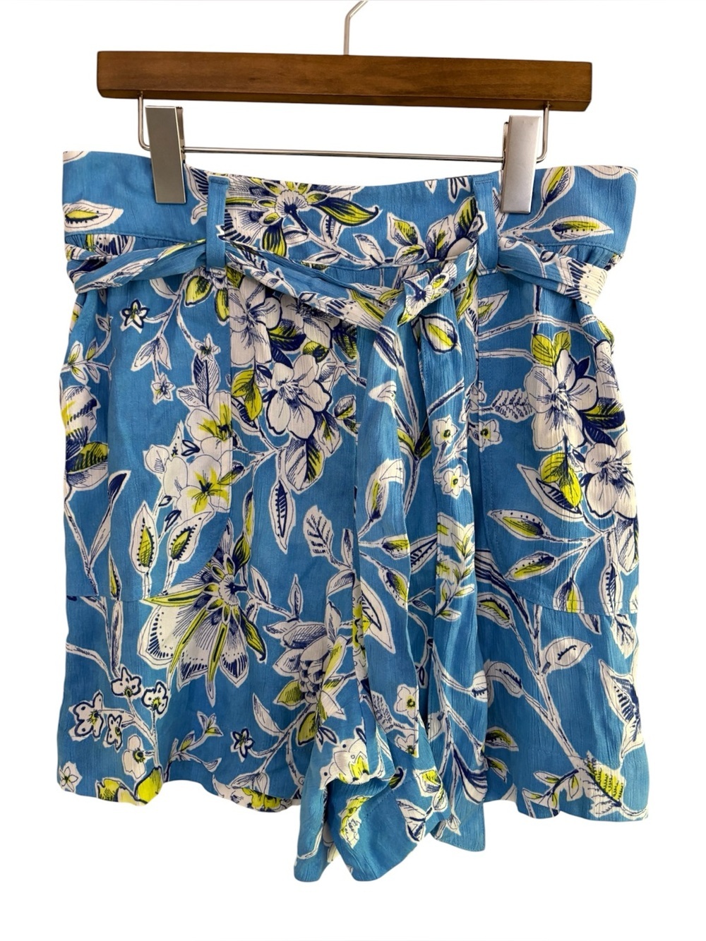 Talbots Tie Waist Pull-on Shorts Sketched Botanical Sz M